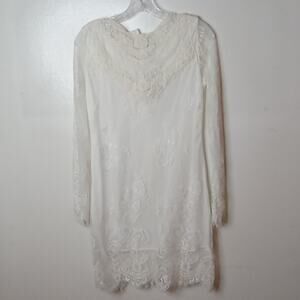 NWT Fancy inn Women's Floral Lace Off White Sheer Long Sleeve XS Dress. PARTY